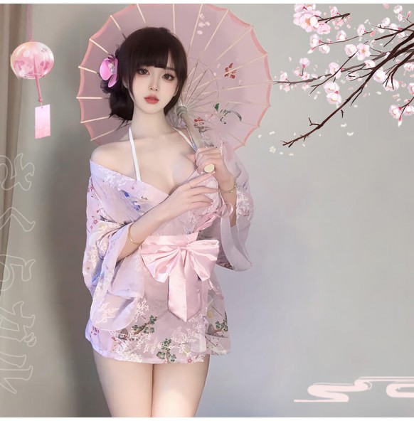 FEE ET MOI - Embroidered Floral Kimono (Pink) FEE ET MOI - Embroidered Floral Kimono (Pink)